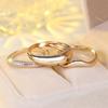 3 шт./комплект, золотистый цвет, белый камень, волна, кольцо, обручальное кольцо, ювелирные изделия на День святого Валентина