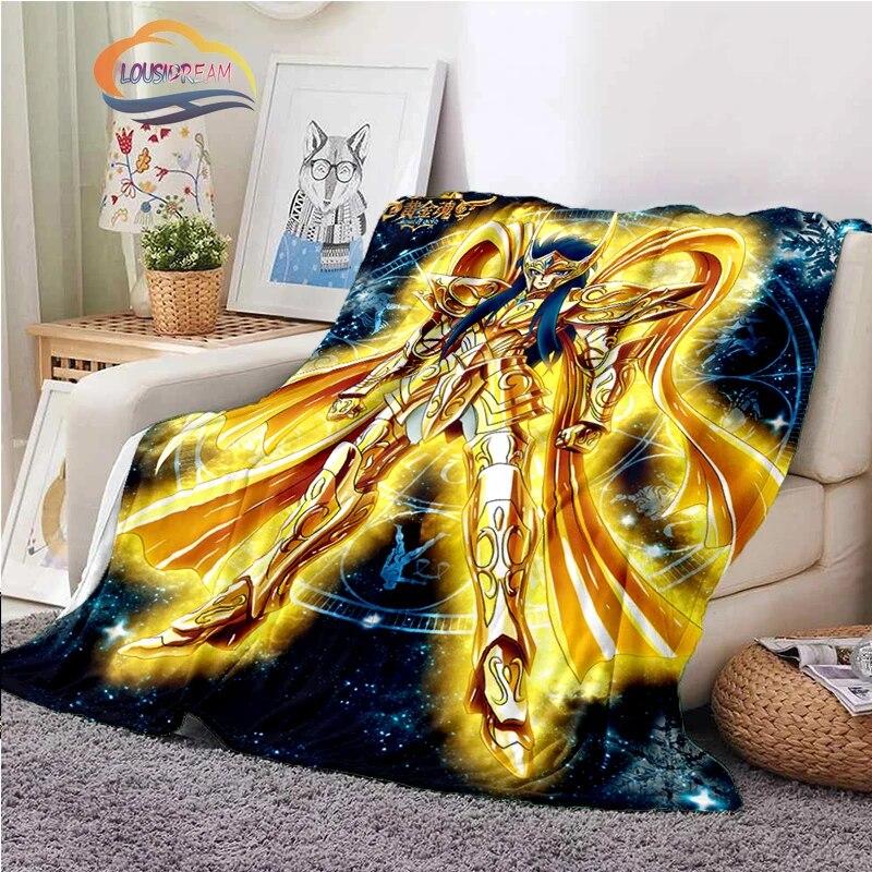 Classics Animated Character Seiya Patterned Wool Blanket Cartoon Saint Seiya Series Children Shawl and Sofa Super Soft