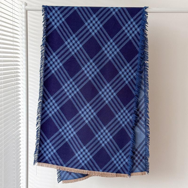 Color Matching Plaid Scarf Women's Imitation Cashmere Short Beard Circumference Students British Plaid High-end Fashion Casual Warmth