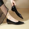 Черные темпераментные туфли на толстом каблуке, не утомляющие ноги, профессиональная рабочая обувь женская, новые весенне-осенние 2025 года, с острым носком, с открытым верхом, на низком каблуке, одинарные туфли