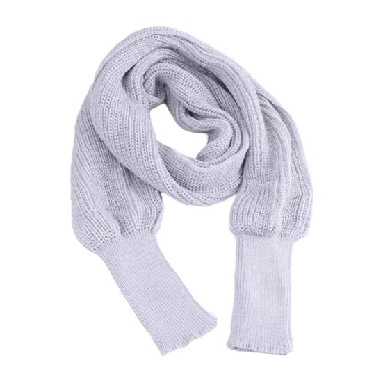 Women Knitted Scarf with Sleeve Fall Winter Warm Shawl Wrap Cardigan Solid Color Thickened