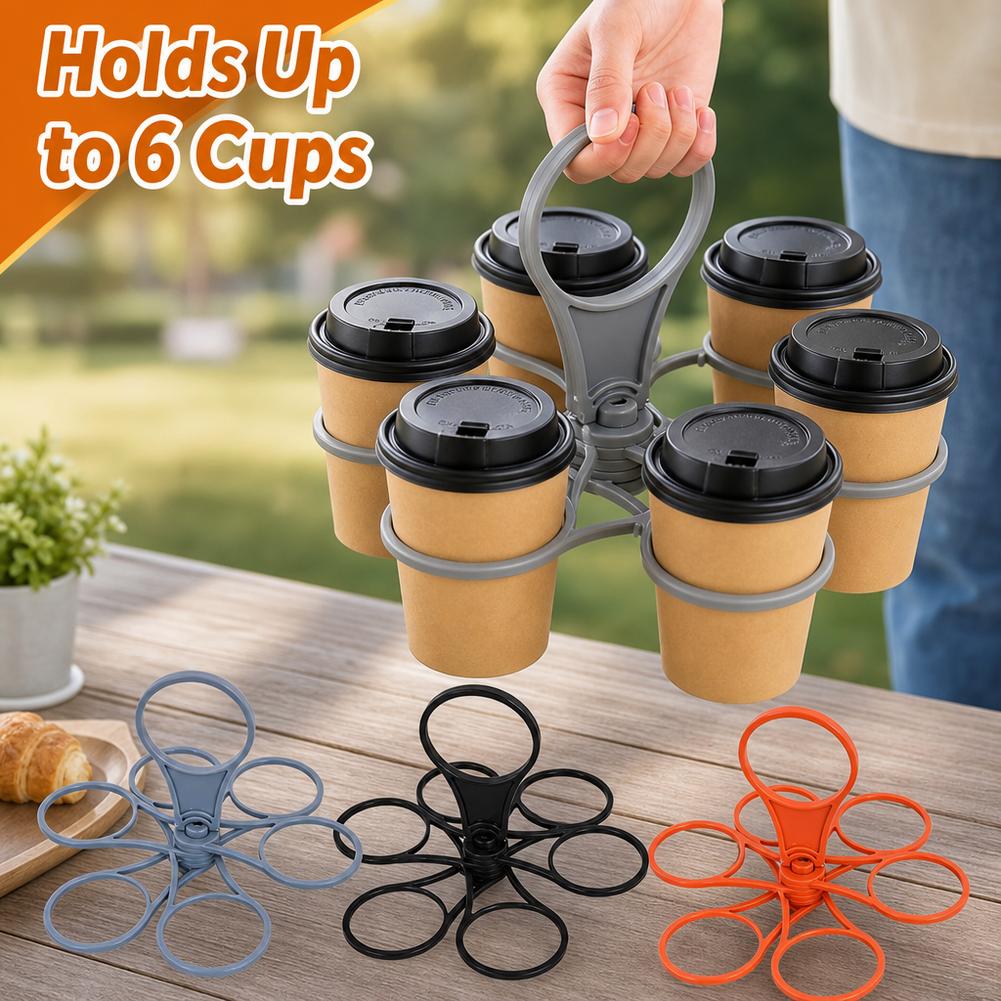 1/2pcs 6-Slot Portable Drink Holder Folding Beverage Tray with Handle Pocket-Sized for Outdoor Picnics Party Reusable Cup Holder Cup Holders 5