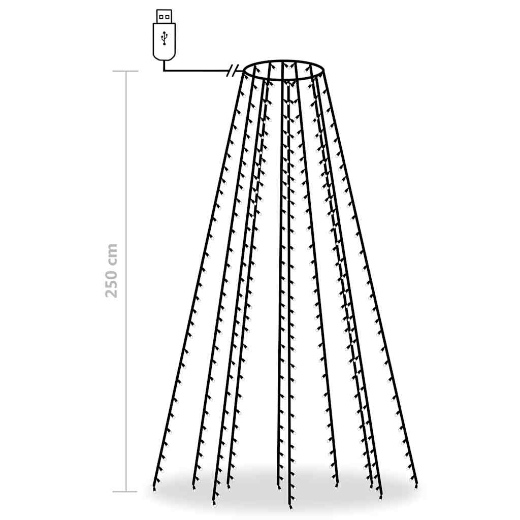 Vidaxl Siatka Lampek Choinkowych, 250 Zimnych Białych Diod Led, 250 Cm