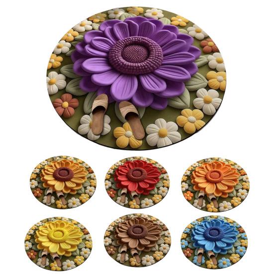 Цветочный Плюшевый Диатомовый Земляной Коврик для Пола 3D Визуальный Цветочный Узор Диатомовая Грязь Коврики для Пола Нескользящий Впитывающий Коврик для Ванной для Спальни Кухни Прихожей