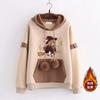Осень зима флисовая толстовка с капюшоном харадзюку мультяшный принт худи женские преппи стиль с длинным рукавом оверсайз худи молодежная девушка