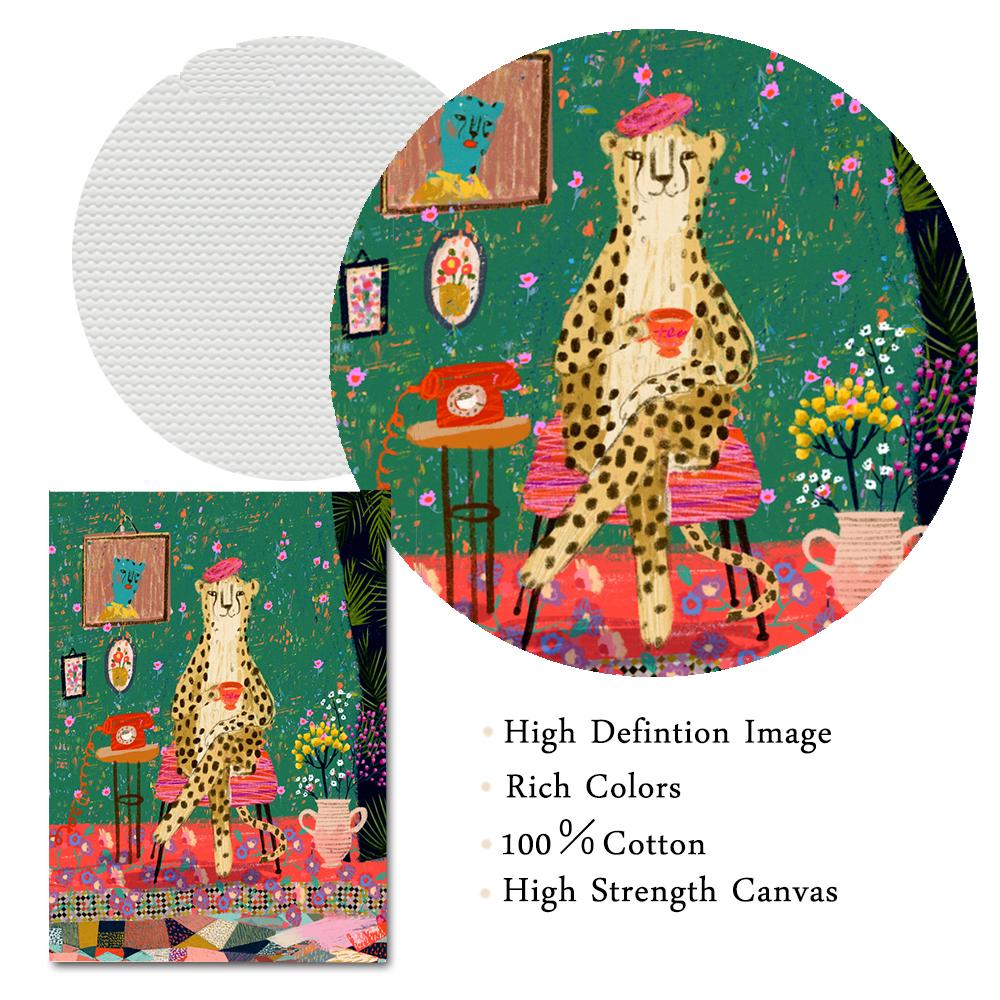 Abstract Tattooed Woman Wall Art Canvas Painting Prints Girl with Animal Flower Pictures Living Room Bedroom Wall Posters Decor