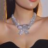 Heavy Duty Sparkling Crystal Bow Necklace Wedding Dress Accessories High Quality Rhinestone Women's Necklaces