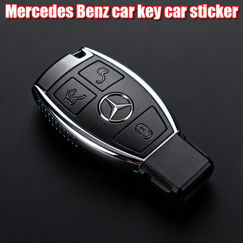 DDJ2   13mm Aluminum Car Key Fob Remote Emblem Badge For Mercedes Benz A C E Class CLA CLS W204 W205 W212 W213 Auto Tuning Accessories