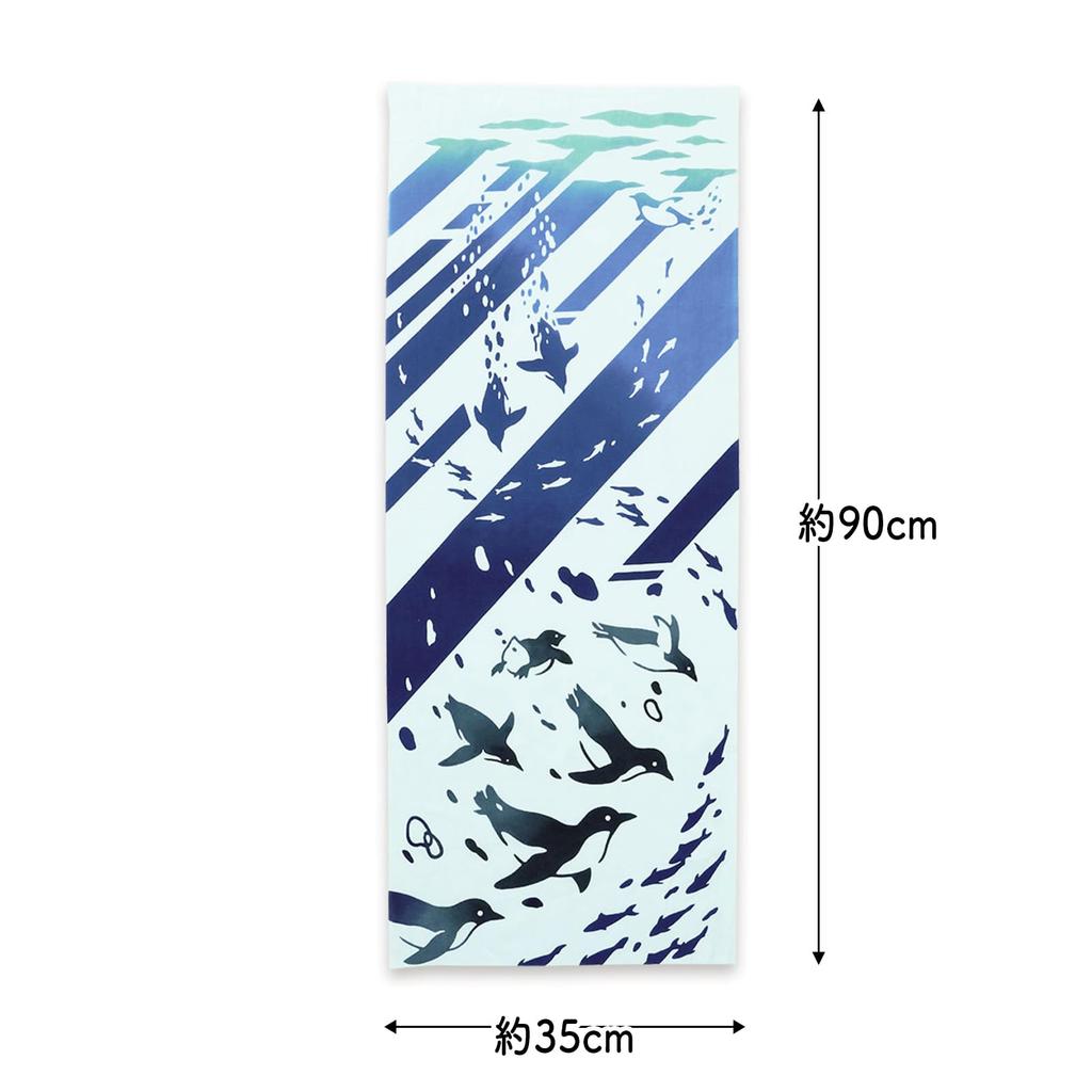 Miyamoto Towel Kenema Tenugui Hand Sea Penguin Made In 35 X Product Number 50219 Towel, Design, Japan, Blue, Approx. 90cm,