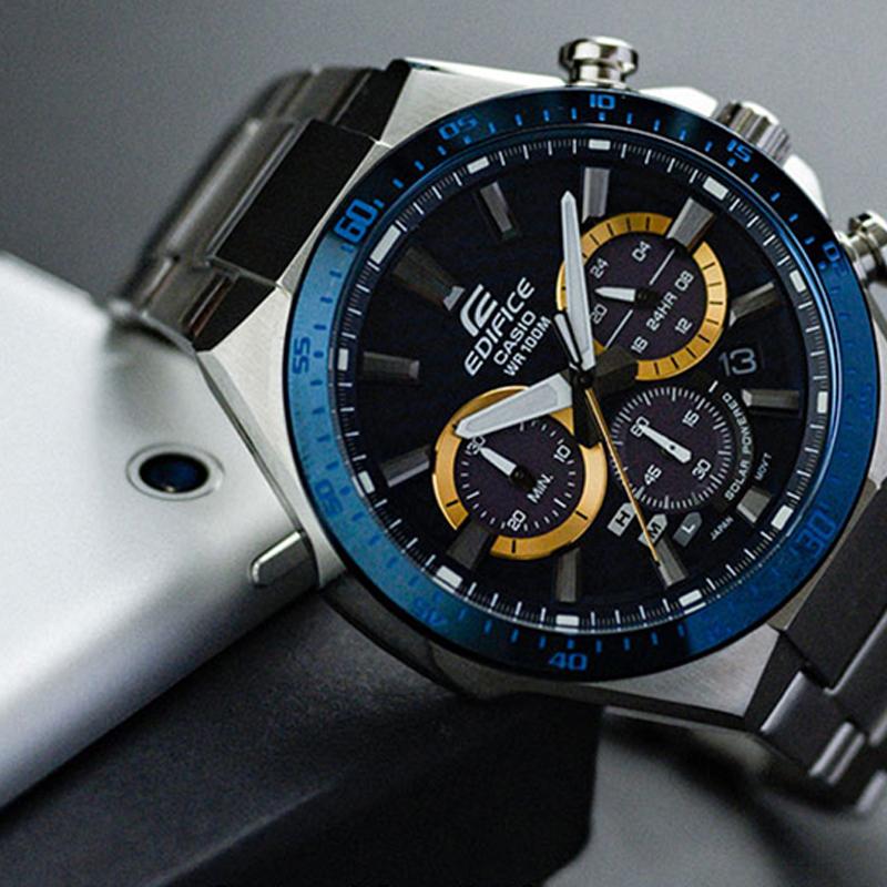 Casio Серия EDIFICE гоночный прибор солнечный кварцевый механизм стальной ремешок японские и корейские часы мужские часы серебристые EQS-900BCD-2AVUPRD