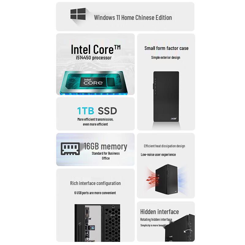 Настольный ПК Acer Nitro с процессором Intel Core i5 14-го поколения (Китайская версия)