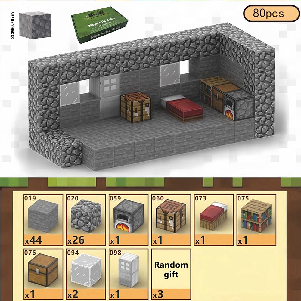 Строительные блоки Магнитная игрушка шахта DIY игровая сцена Собранный магнитный архитектурный набор детская головоломка образовательная модель подарок