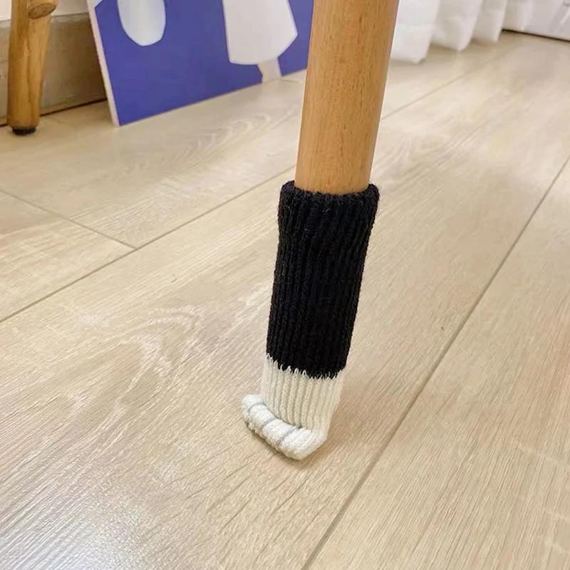 24/4Pcs-Set Creativity Cat Paw Table Foot Socks Chair Leg Covers Floor Protectors Knitted Socks Mute Wear-Resistant Non-slip Mat