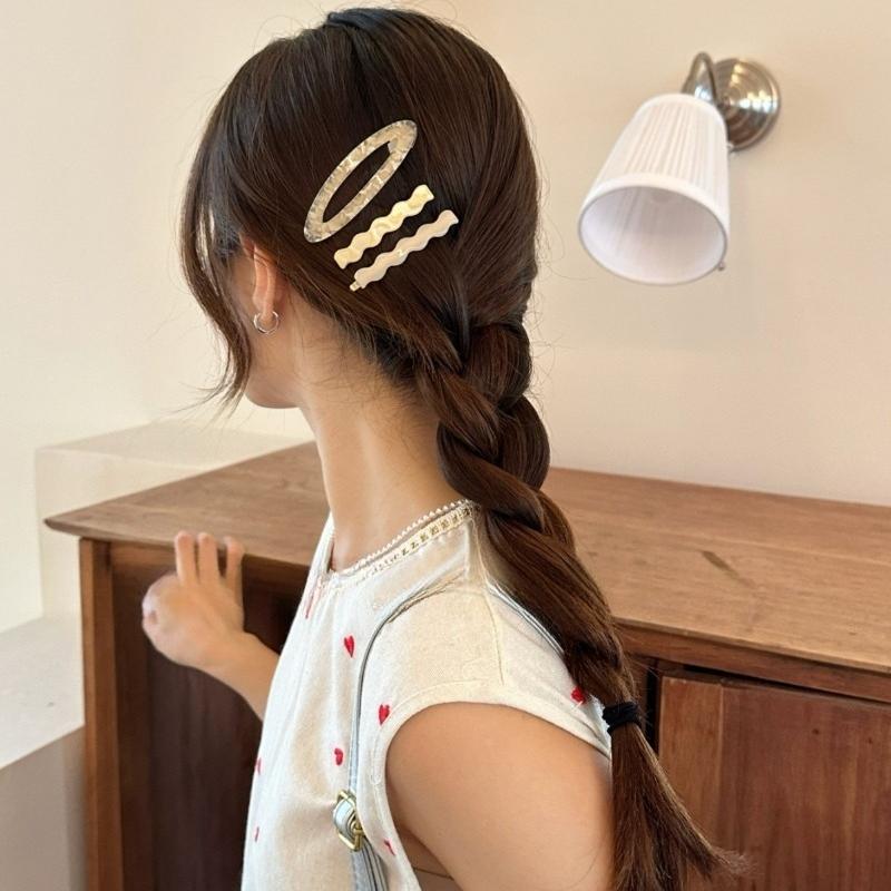 Summer Style Acetate Bb Hair Clips  Side Clips  Forehead Bangs Clips  Simple Semi-tied Hair  Straight Clips  Hair Clip Headwear