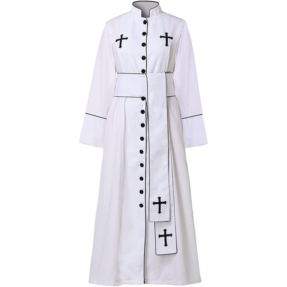 Godfather Clergy Robe Priest Cosplay Costume Halloween Role Play Black One Size