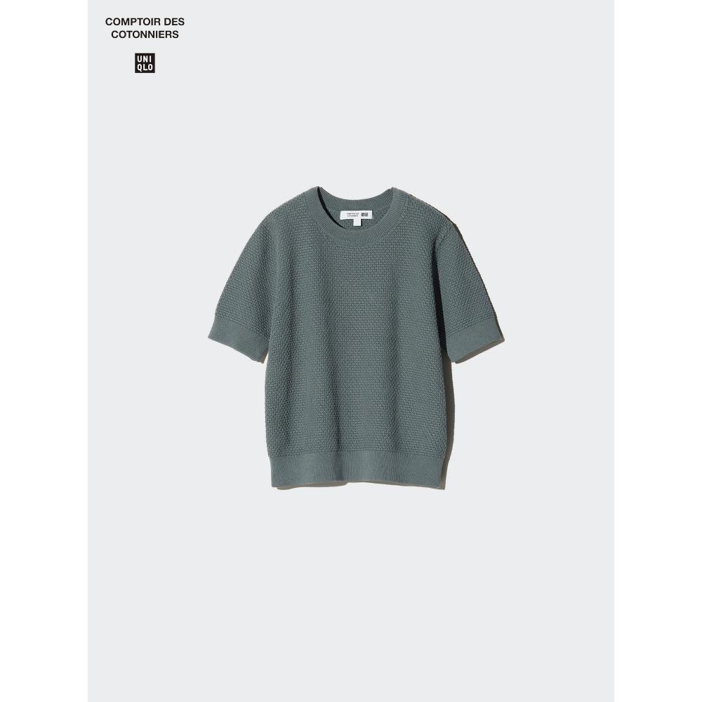 Uniqlo Хлопковый свитер с принтом попкорна с коротким рукавом 