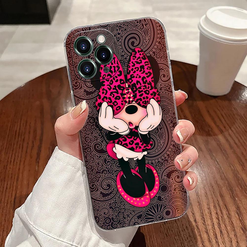 Мультяшный чехол Minnie Mouse Прозрачный чехол для телефона для iPhone 17 Pro Max 17E 11 12 13 14 15 16 Pro Max Plus 17 Air 16E 7 X Дисней Чехол