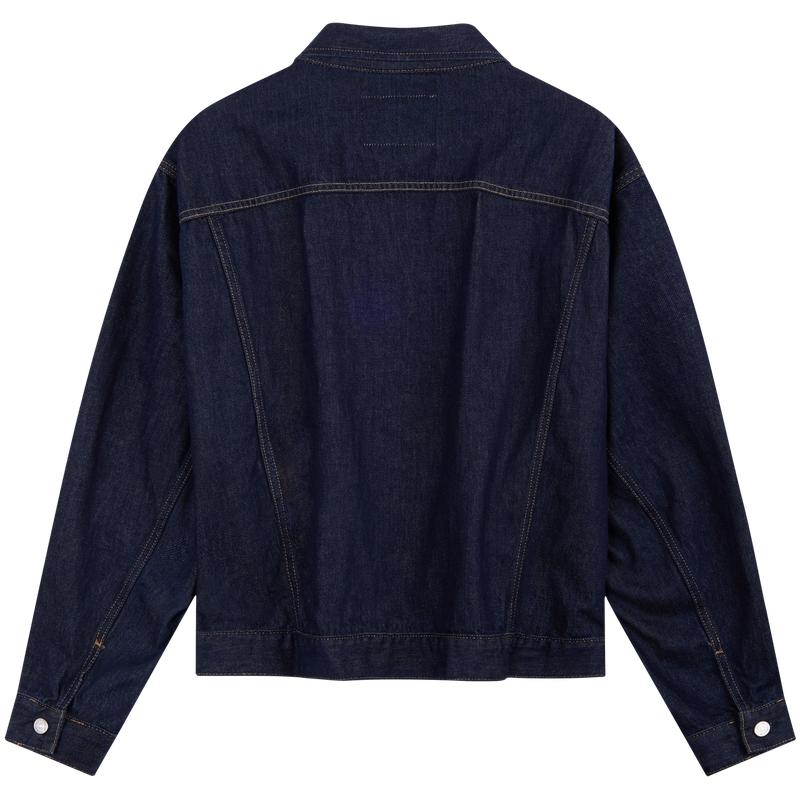 Calvin Klein Американская классическая винтажная джинсовая куртка свободного кроя с заклепками на пуговицах, мужские куртки темно-синего цвета J326391