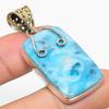 Natural Republic Larimar Gemstone 925 Solid Sterling Silver Gift Pendant 2" u6P90