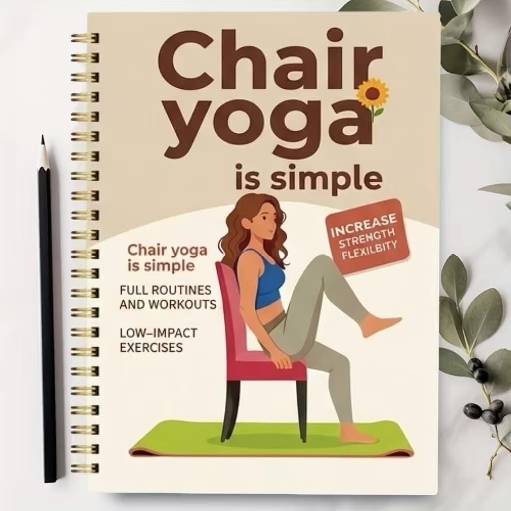 30-Day Chair Yoga Guide Book for Beginners, 60 Workouts for Weight Loss & Flexibility, Spiral Bound Senior Exercise Book (5.5x8.3 Inch, Green)