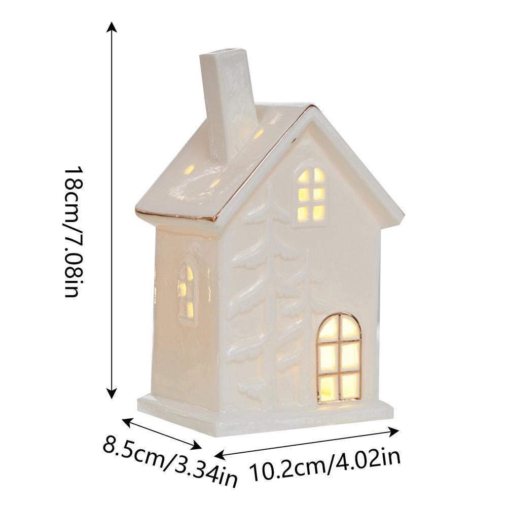 Керамический Рождественский Домик Деревня Украшение Светодиодная Подсветка Рождественская Елка Коттедж Настольные Домашние Украшения Рождественская Лампа Декор Комнаты