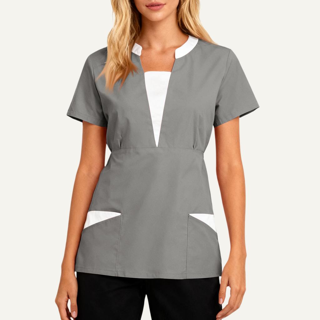 Women's Loose And Comfort V-Neck Casual Work Clothes Top Short Sleeve Shirt