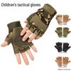 Детские противоскользящие тактические перчатки с открытыми пальцами для езды на велосипеде на открытом воздухе, возраст 8-15 лет, износостойкая защита