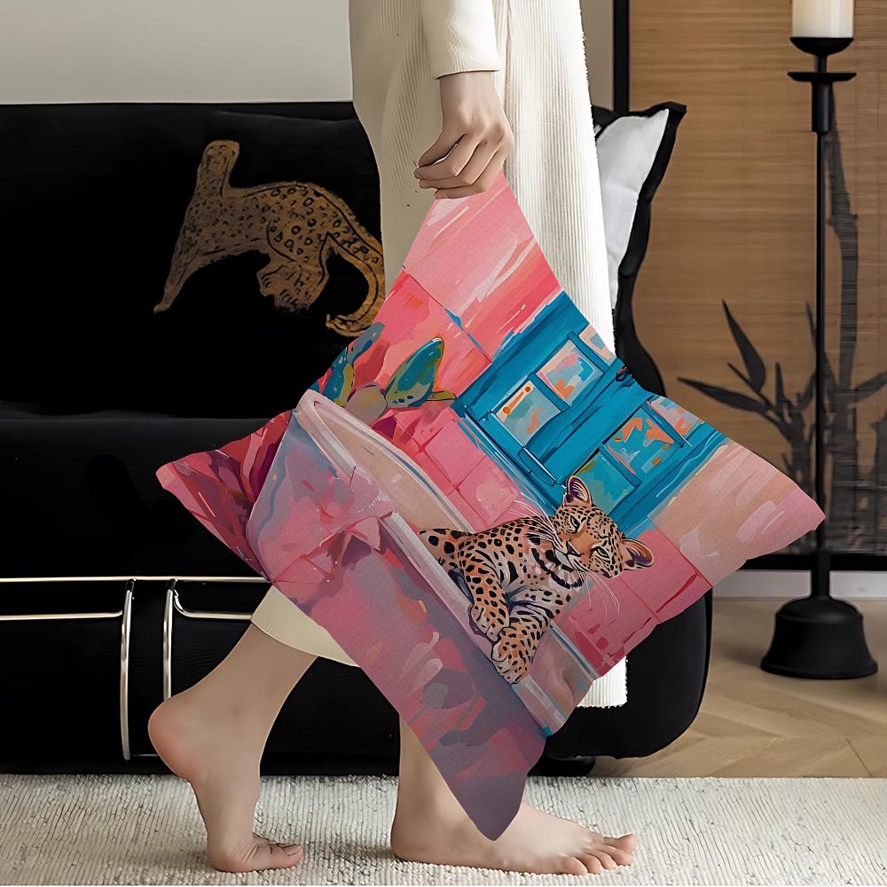 Colorful Bathtub Animal Tiger Zebra Black Cat Pillow Cover Sofa Cushion Cover Home Room Decoration Children Gift
