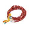 Natural three-ring full-bead Southern Red Agate bracelet with a natural-shaped beeswax pendant, multi-ring bracelet, jewelry