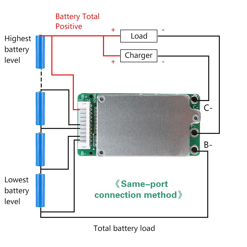 10S 36V 15A 18650 Lithium Li-ion Battery Power Protection Board BMS PCB PCM Board for Bike Electric Vehicle Prevent Overcharging