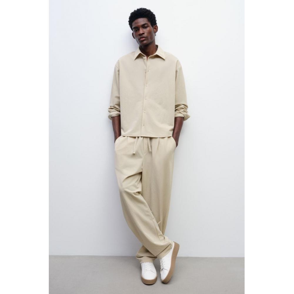 Рубашка свободного кроя HM бежевого цвета