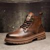 Martin Boots Men's Shoes Trendy Season High-top Leather Shoes American Retro Tooling Boots Knight Locomotive Short Boots