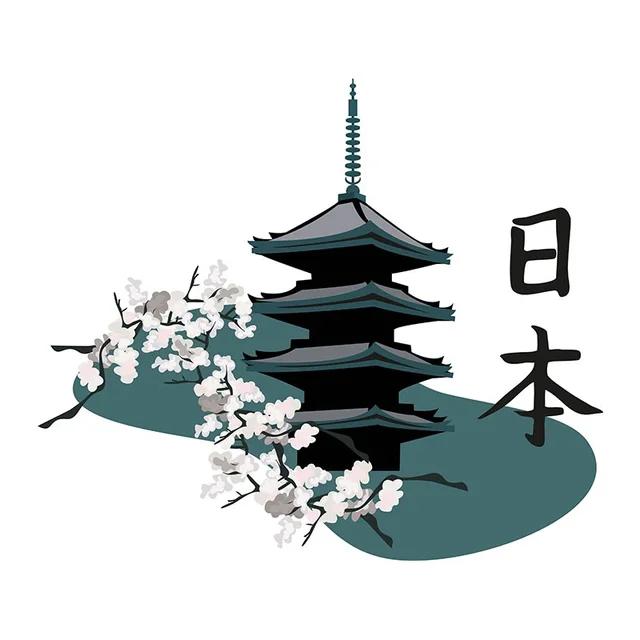 Для японского пейзажа силуэт комикс наклейка личность творческие наклейки водонепроницаемые украшения