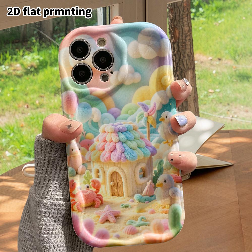 Phone case: 2D flat, suitable for iPhone 18, 17, 16, 15, 14, 13, 12 Pro protective cases, plush seaside cabin, perfect Christmas and Halloween holiday