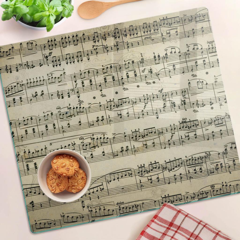 Durable and Stylish Tempered Glass Kitchen Board with Grade Pattern 60x52 cm
