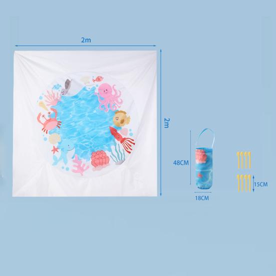 1 Набор Детский Плескательный Бассейн Пляжное Одеяло с Сумкой для Колышков Легкий Портативный Складной 2-в-1 Летние Каникулы Малыши Плескательный Бассейн Уличный Коврик для Кемпинга