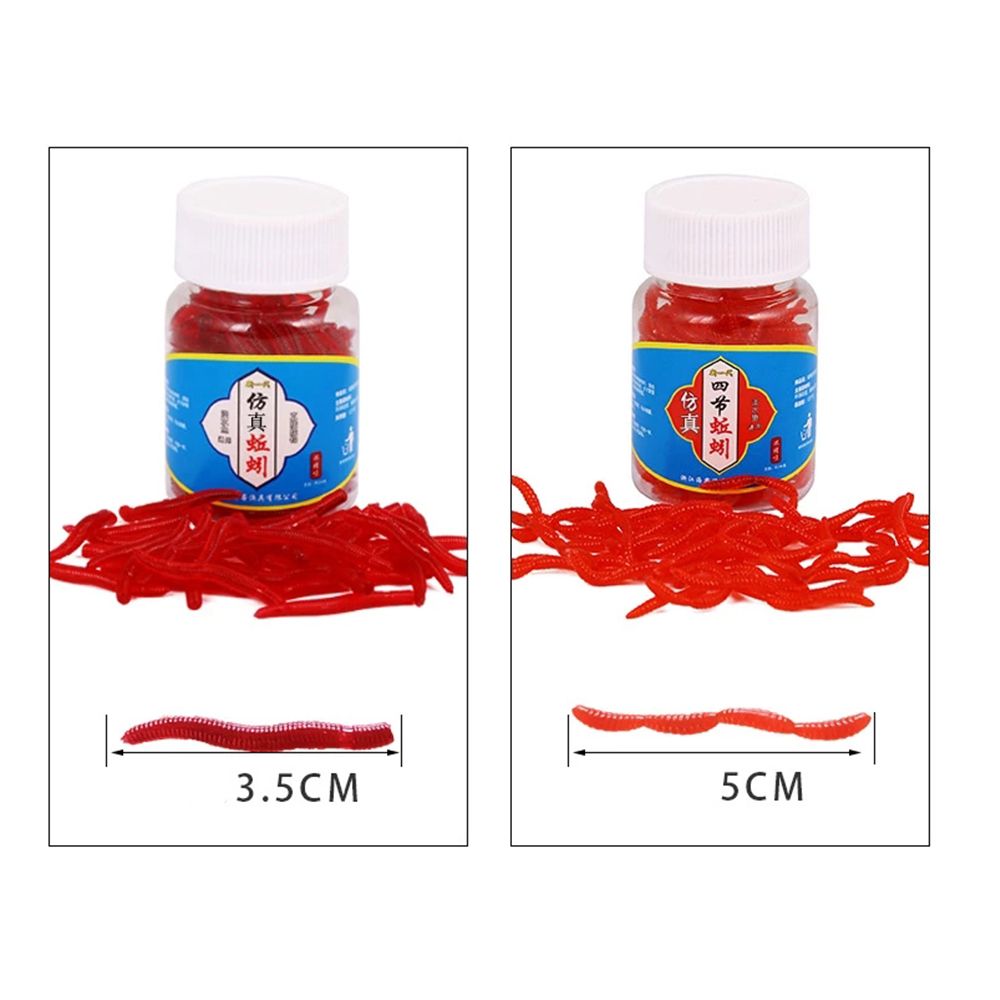 100pcs/Bottle Realistic Trout Soft Lure bloodworm Worm Red Baits EarthWorm Fishing Lure