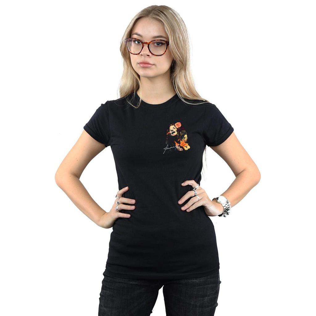 Janis Joplin Womens/Ladies Floral Faux Pocket Cotton T-Shirt