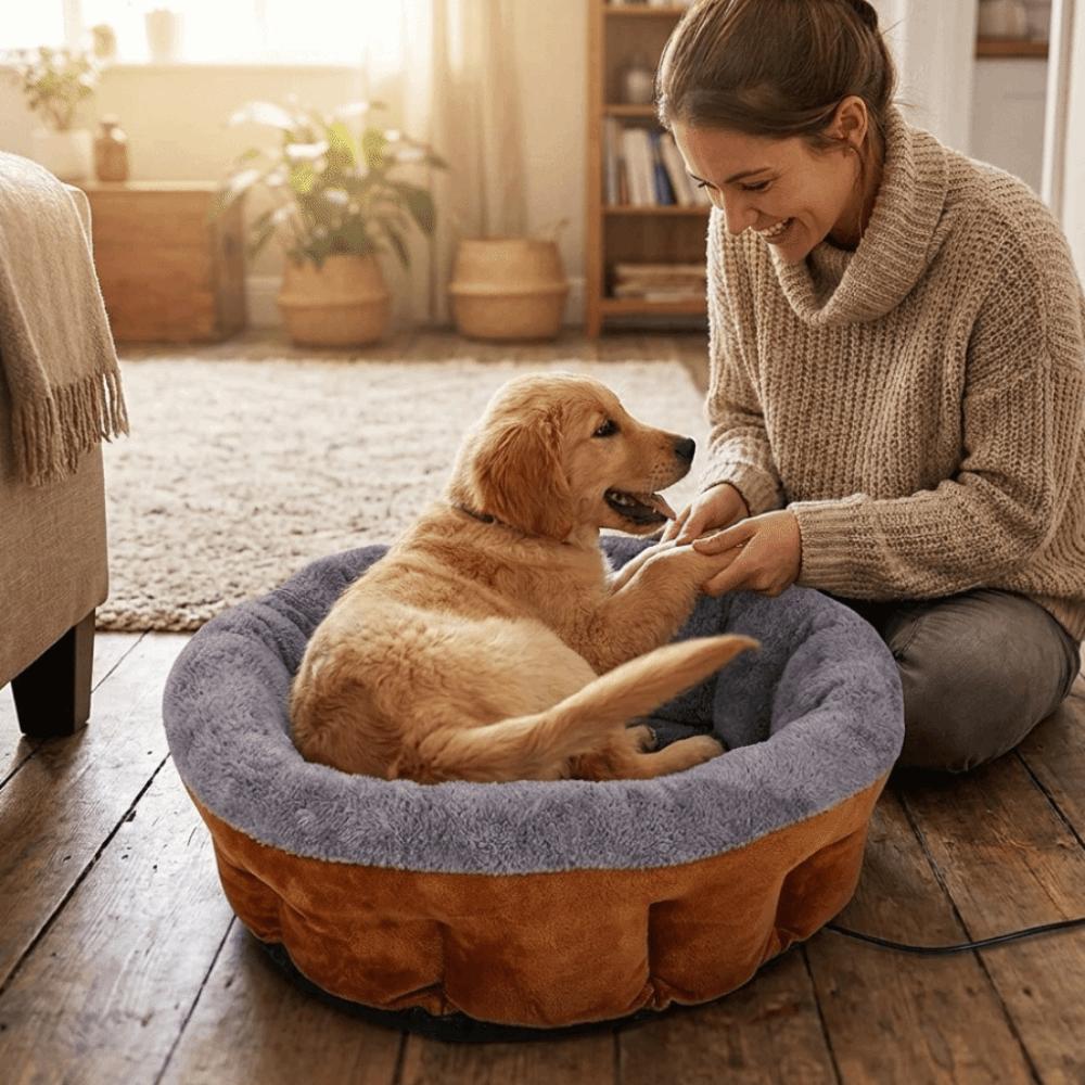 Adjustable Temperature Heated Pet Bed Soft Plush Warm Cloud Sofa Dog House Winter Season