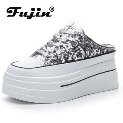 Fujin 7.5 см Air Mesh Hollow Synthetic Leather Женские Кроссовки на толстой танкетке Разноцветные Тапочки Для Отдыха Дышащая Летняя Платформа