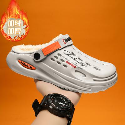 Модные зимние мужские тапочки, теплые пушистые тапочки, мягкие домашние хлопковые туфли для спальни, шлепанцы из ЭВА-пуха, повседневные удобные плюшевые сабо 38-45