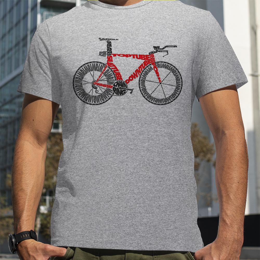 Words Bicycle Anatomy of a Time Trial Bike Print T-Shirts Men Summer Breathable Short Sleeves Loose Oversized Tee Unisex