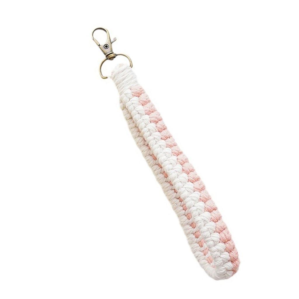 Handmade Cotton Rope Keychain Charm Colorful Braided Wristlet Keyring Soft Woven Key Rings Accessory for Men and Women