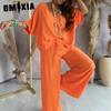 Women's V-Neck Bat Sleeve Casual Loose Wide Leg Pants Set