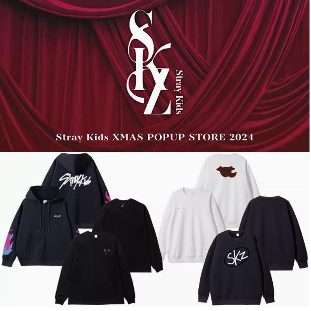 2025 SKZZ Stray Kids Casual Long Sleeve Cotton Hoodie – Popular European & American Style with Round Neck Print