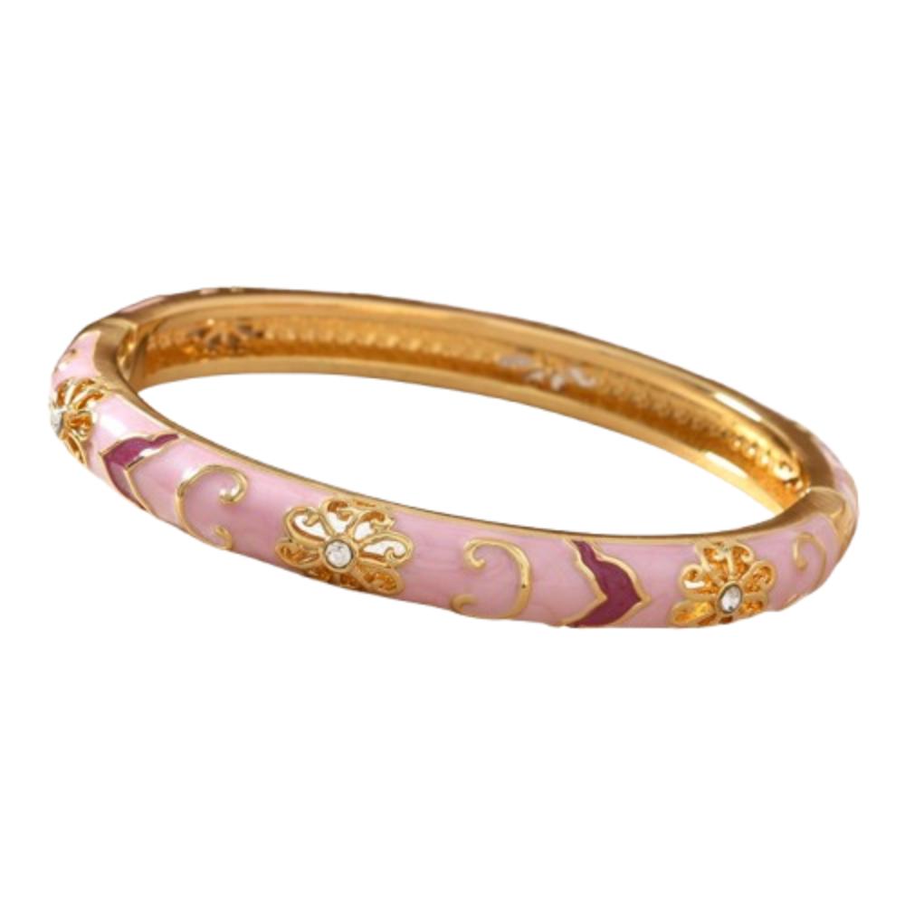 Chinese Style Vintage Cloisonne Bangle Enamel Women's Hand Bracelet Hollow Out Flower Bangle Girls