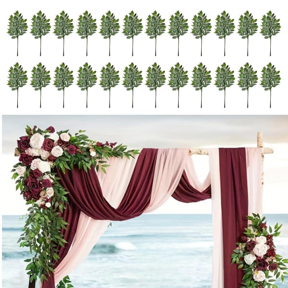 Искусственные зеленые ветки растений 24 шт. 62 см для свадебной вечеринки, для украшения обеденного стола, комнаты и цветочных композиций