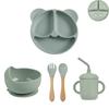 Baby Silicone Dinnerware Set for Baby Feeding Dishes Owl Bear Shape Sucker Plate Bowl Children Waterproof Bib Non-slip Tableware