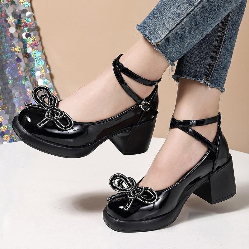Fashion 2025 Ladies Shoes Buckle Strap Women's High Heels Fashion Shallow Office and Career New Butterfly-knot Plus Size Mary Jane Shoes