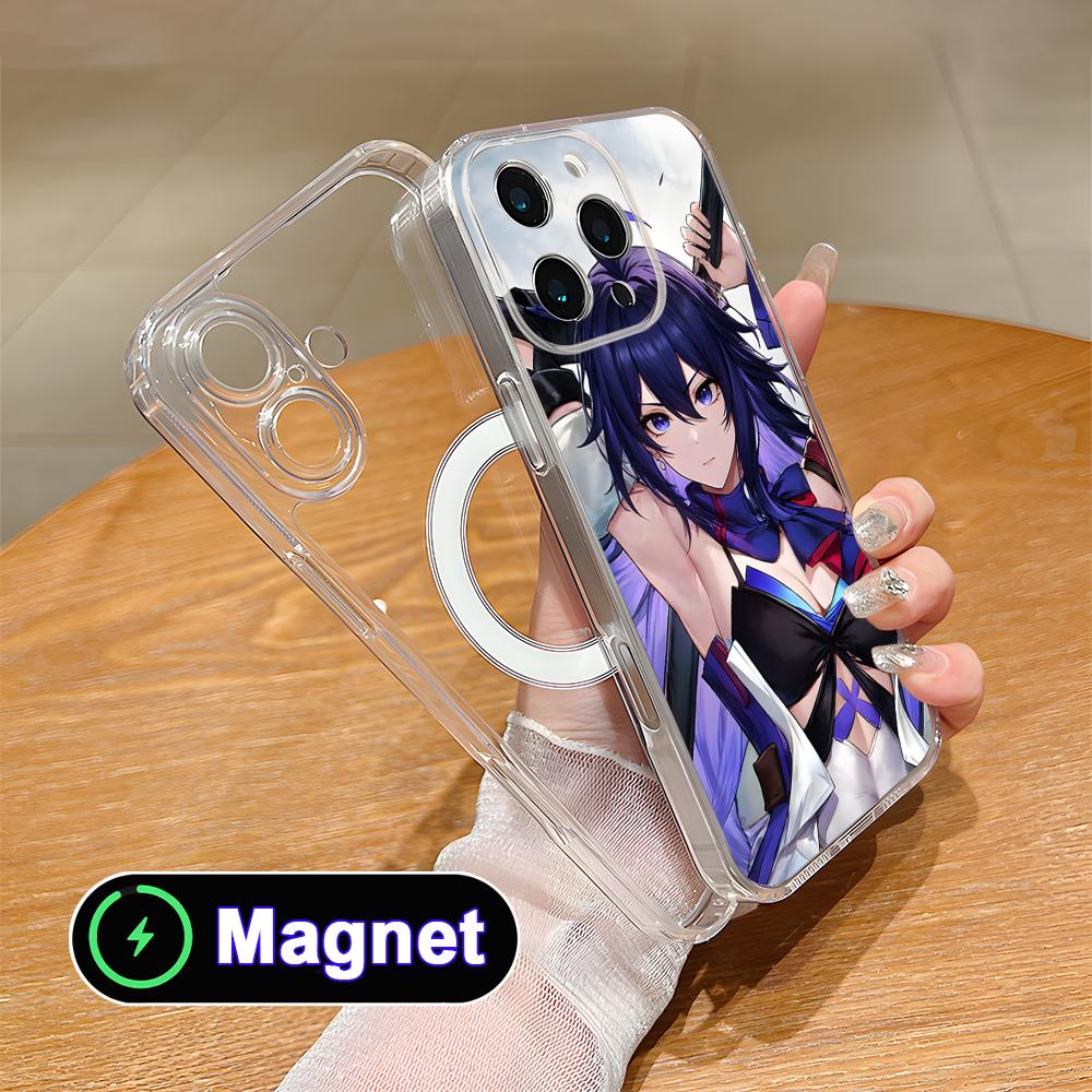 HSR Seele Прозрачный TPU Magsafe Чехол для Мобильного Телефона для iPhone 17 16 15 14 13 12 11 Air Pro Max Plus Mini Цветной Чехол